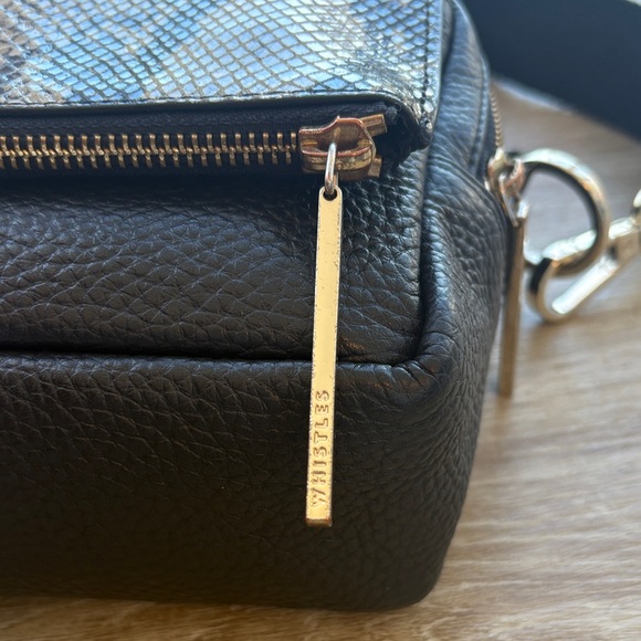 Whistles Bibi Leather/Snake Print Adjustable Strap Gold Hardware Crossbody Bag - Picture 6 of 9